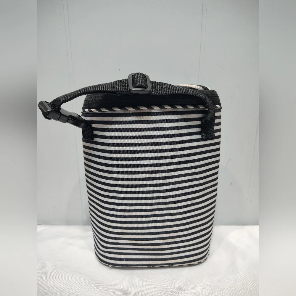 Skip Hop Grab & Go Double‎ Bottle Cooler 24 oz Black White Stripe Insulated